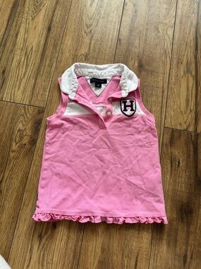 Tommy Hilfiger Pink & White Sleeveless Polo Top for Kids